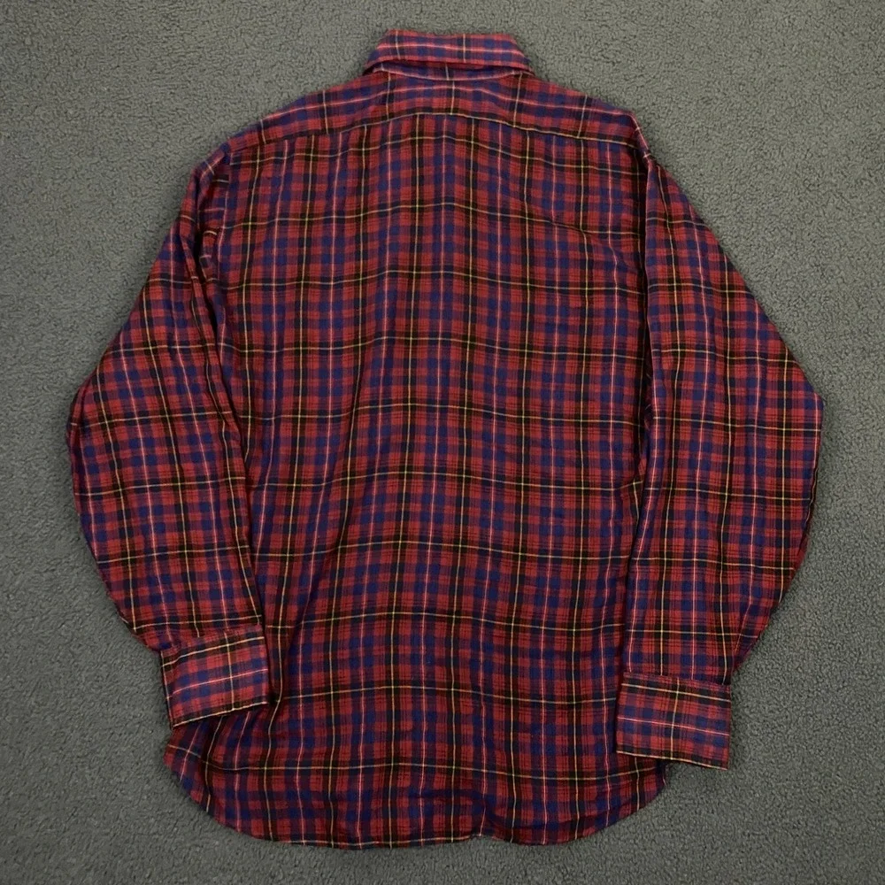 Vintage 70s 80s Levis Shirt Mens Large Red Plaid Western Button Up Flap Pocket